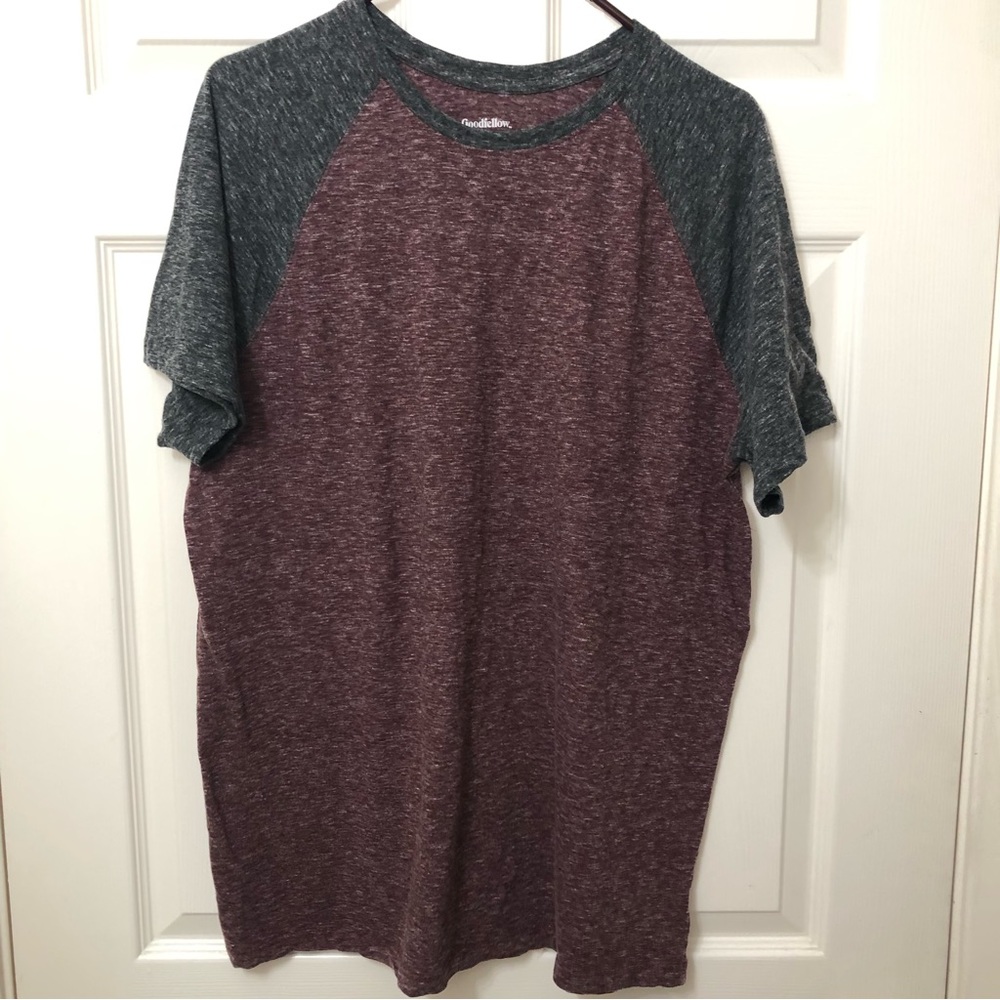 Goodfellow & Co. Men’s Large Short Sleeve Raglan Heather T-shirt Gray Maroon